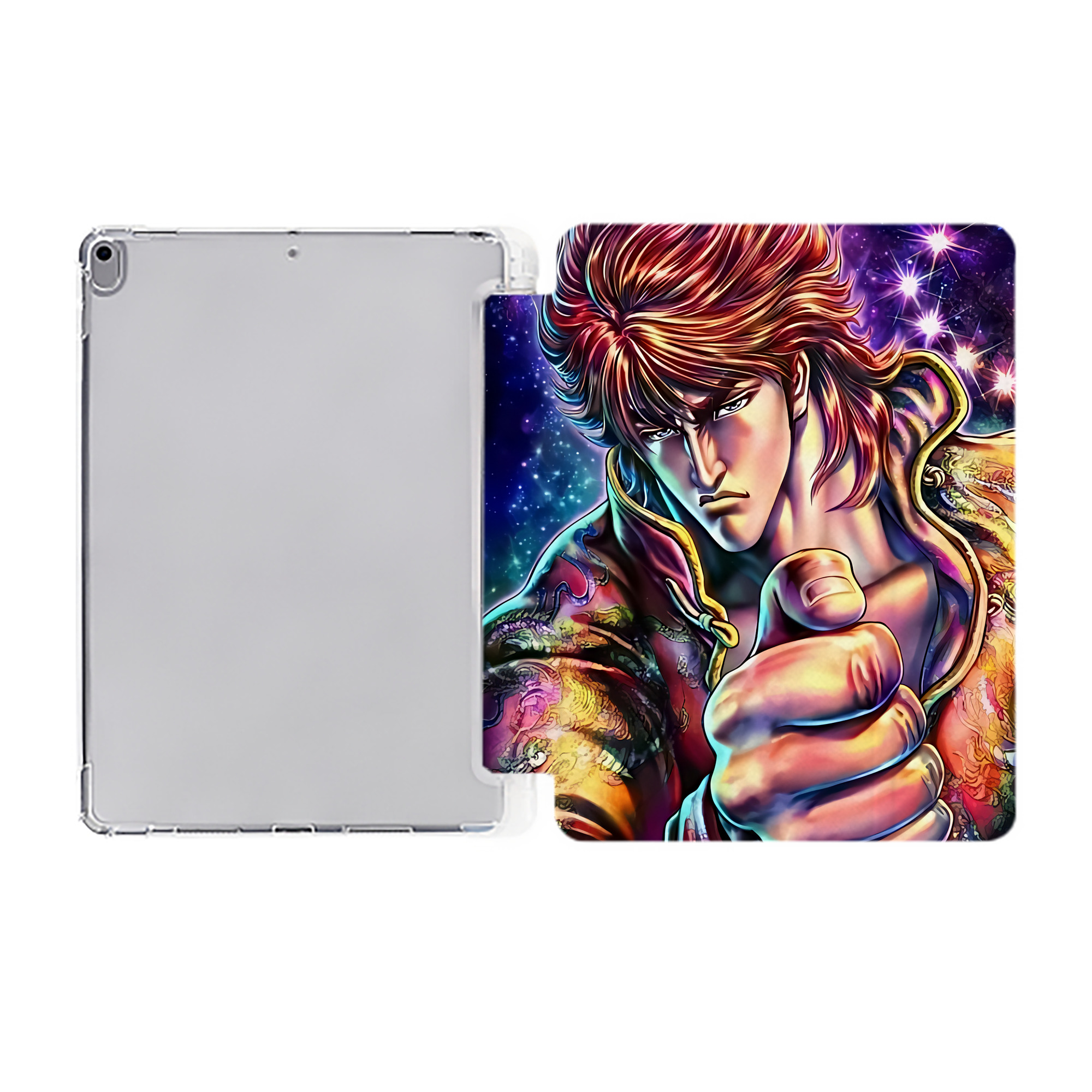 （画像用） 北斗の拳 Fist of the North Star IPad ケース ペン収納付き 三つ折りスタンド PUレザー×シリコン 対応機種9.5/10.5/10.9インチ